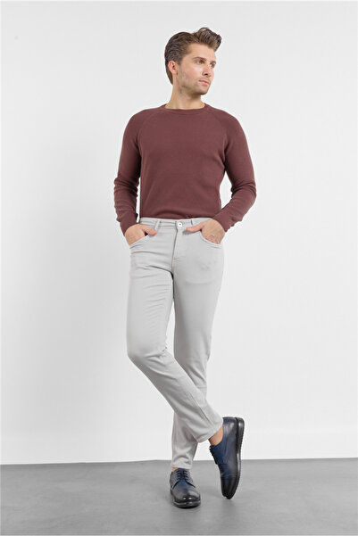 İmza Taş Rengi 5 Cep Düz Paça Gabardin Slim Fit Pamuklu Pantolon 1003260318