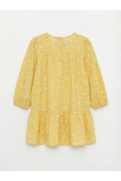 LC Waikiki Yellow Square Collar Floral Girl's Dress