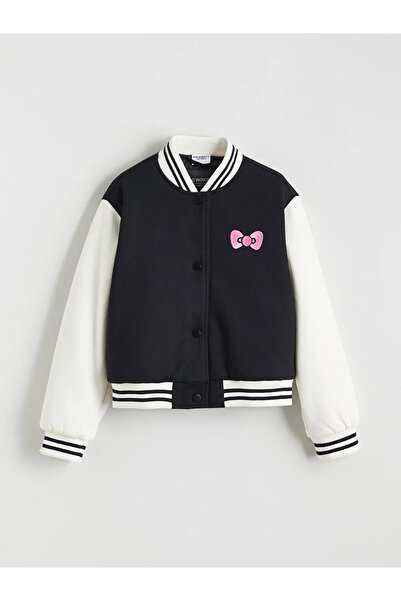 LC Waikiki Black Hello Kitty Printed Girls' College Jacket