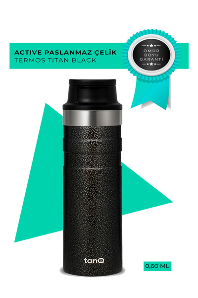 TANQ Lifetime Warranty Active Stainless Steel Thermos Titan Black 600 ml
