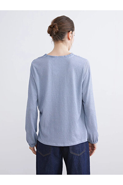 LC Waikiki Blue Tie Neck Floral Blouse