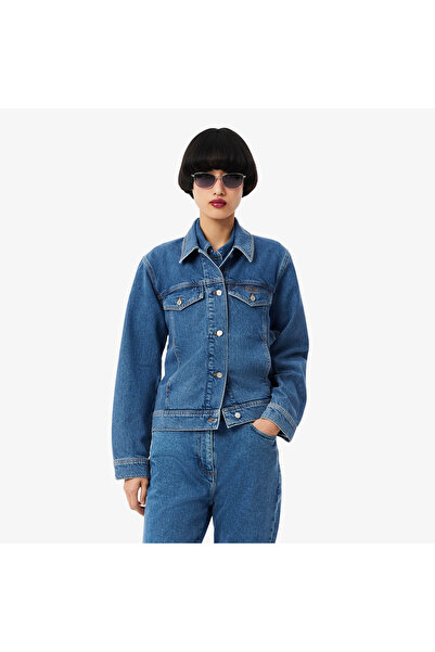 Lacoste Kadın Uzun Kollu Denim Mavi Ceket