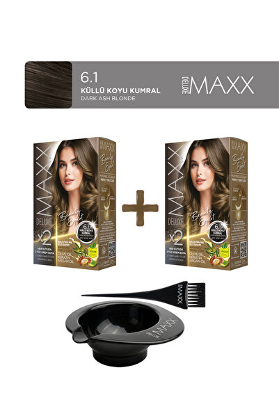 MAXX DELUXE 2'li Paket Beauty Expert Set Boya 6.1 Küllü Koyu Kumral, Boya Tas...