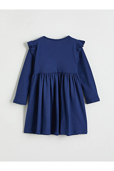 LC Waikiki Rochie pentru fete cu volane, albastru marin, cu flori cu imprimeu