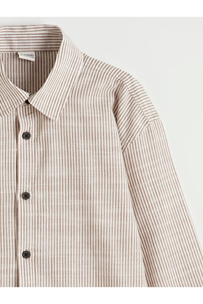 LC Waikiki Cămașă maro cu dungi pentru băieți