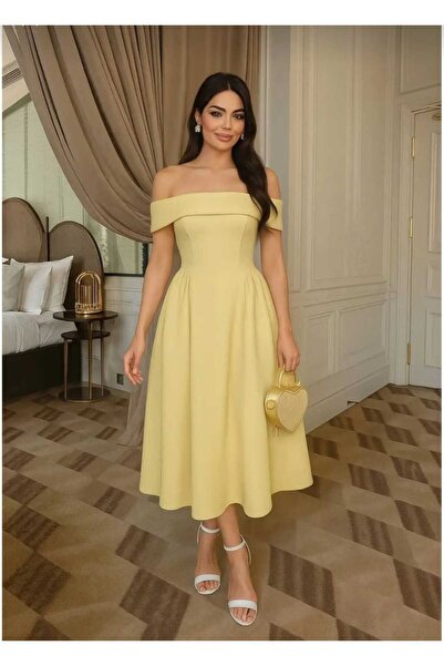 defnorabutik Double atlas kumaş içi astarlı pileli straplez elbise