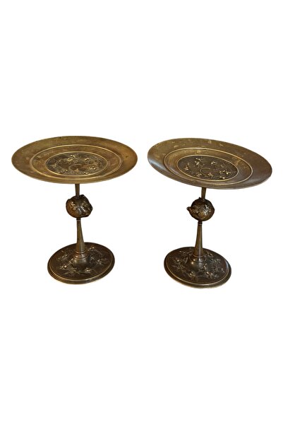 tayfuntufan antika koleksiyon Antique Bronze Footed Serving Bowls, Pair of Se...