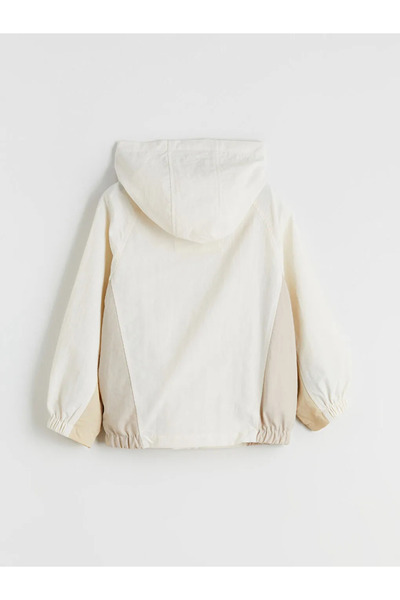 LC Waikiki Αδιάβροχο μπουφάν για αγόρια Ecru με κουκούλα