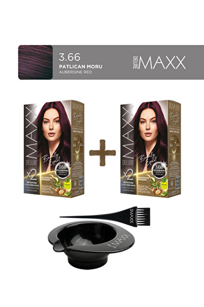 MAXX DELUXE 2'li Paket Beauty Beauty Expert Set Boya 3.66 Patlıcan Moru, Boya...