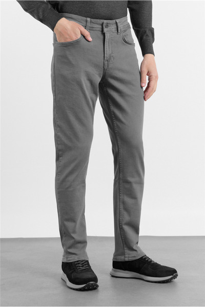 İmza Smoked Cotton Lu 5 Pocket Straight Leg Slim Fit Casual Denim Trousers 10...