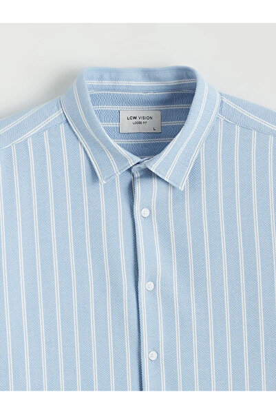 LC Waikiki Blue Regular Fit Striped Dobby Men's Shirt