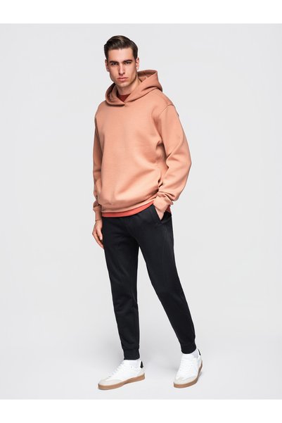 OMBRE Pantaloni de trening din bumbac pentru bărbați, negri OM-PABS-0305