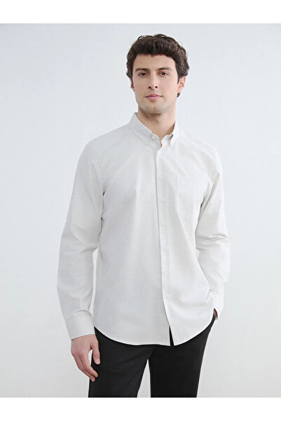 LC Waikiki Beige Regular Fit Dobby Men's Shirt