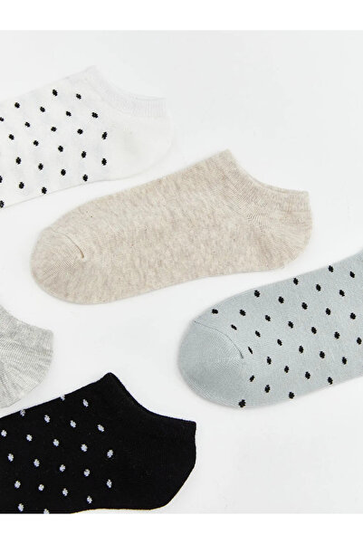 LC Waikiki Дамски чорапи до глезена с шарка в екрю, комплект от 5