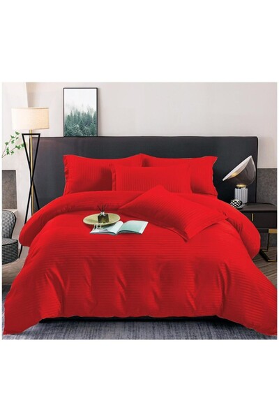 Sonia-home Damask Duvet Cover Set , 100% Cotton, 6 pieces, Solid Color, Stret...