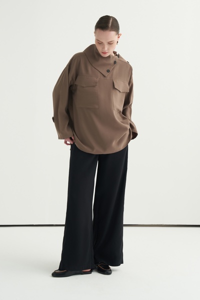 EBU Prive Γυναικεία μπλούζα με κουμπιά Modal Mink