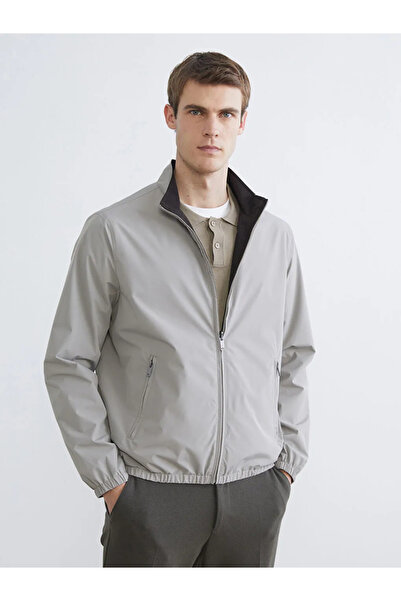 LC Waikiki Beige Standard Fit Stand Collar Men's Coat