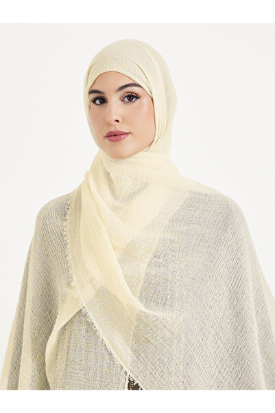 Amirah By Styli Cream Raw Edge Textured Hijab