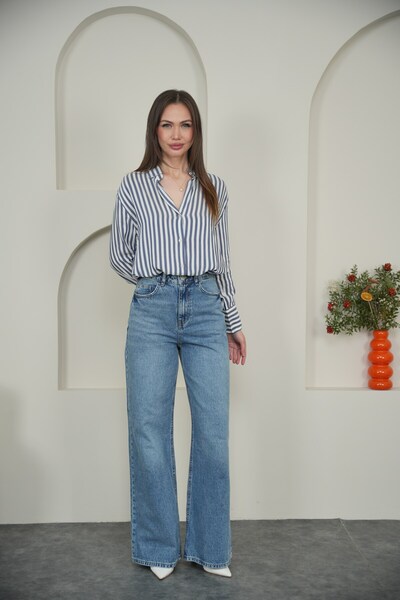 sahraozluk Wide Leg High Waist Blue Jeans