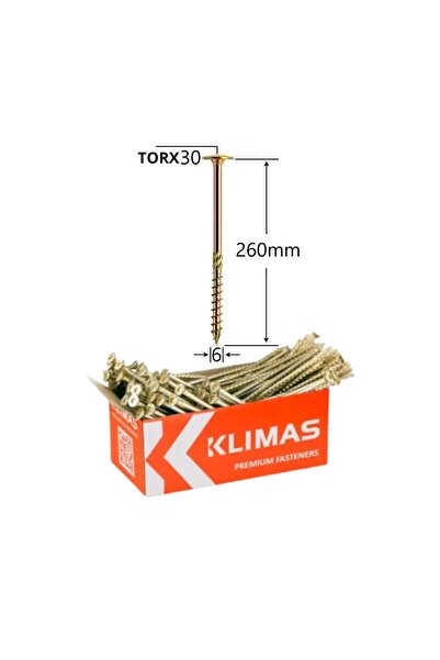 No branded Wood Screw with Flat Washer Head 6x260 mm