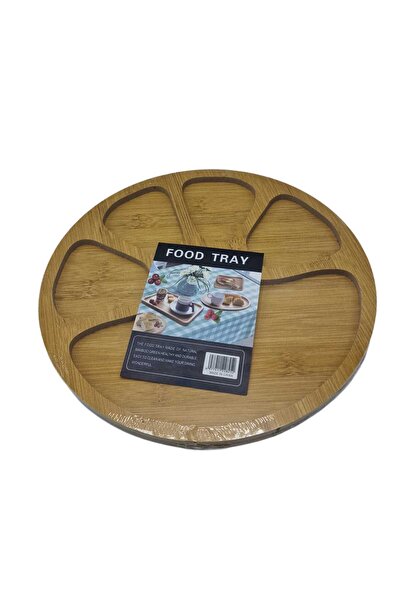 decotoys platou lemn rotund cu 5 compartimente