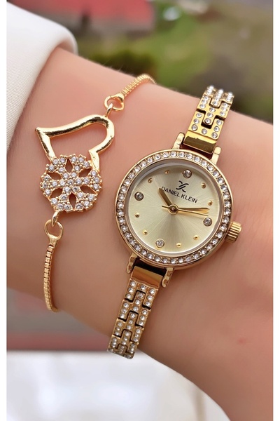 Daniel Klein Marka Orijinal - Altın Renk- Taşlı İnce Kordon Kadın Kol Saati -...