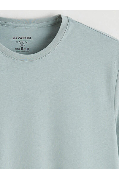 LC Waikiki Verde guler rotund bumbac moale Tricou pentru bărbați