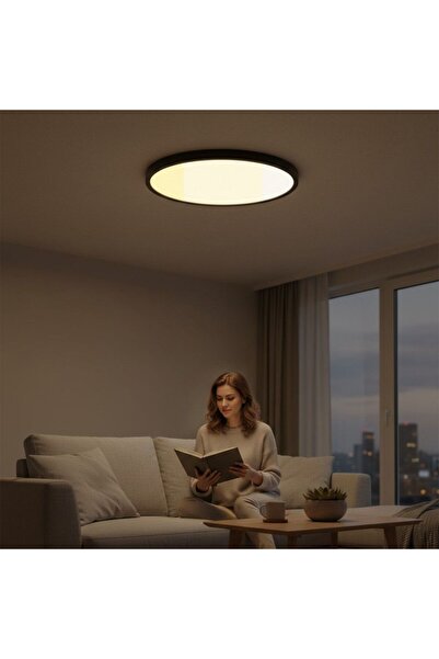 Luxera Lighting LED ceiling light VERSA IP40 Black Frame Fi500, 40W, 3000-6500K