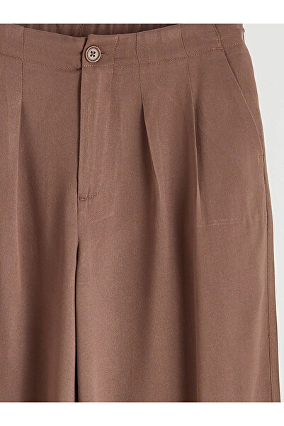 LC Waikiki Καφέ παντελόνι για κορίτσια με ελαστική μέση και πλισέ
