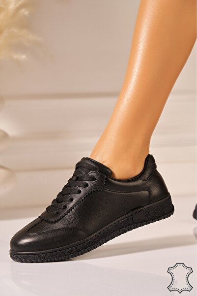 Joana Women's Black Leather Loafers Aminay Size 37