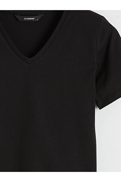 LC Waikiki Μαύρο γυναικείο μπλουζάκι με λαιμόκοψη