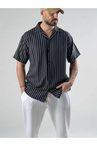 COCOPELLI Black Striped Men's Shirt Coc2978