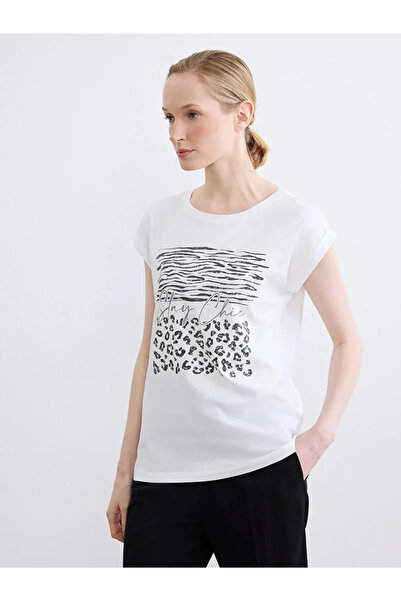 LC Waikiki Γυναικείο μπλουζάκι με λευκό λαιμόκοψη