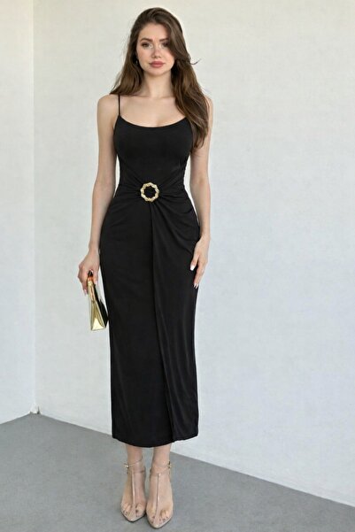 Nika Fashion Καλοκαιρινό φόρεμα με αξεσουάρ MELONİ και λουράκια με ψημένη υφή