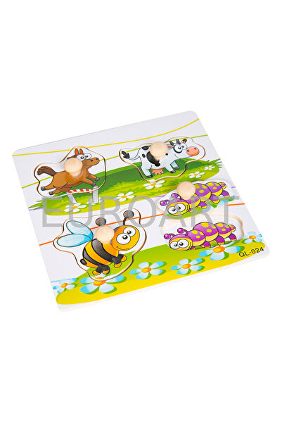 decotoys Puzzle lemn cu buton mic 5/set