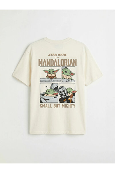 LC Waikiki Женска тениска в бежов цвят с велосипедна яка и принт на „Мандалор...