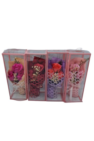 decotoys Bouquet of natural dried flowers and artificial flowers 3 roses 4/set