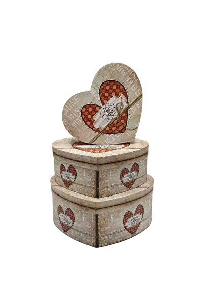 decotoys Heart cardboard box 3/set