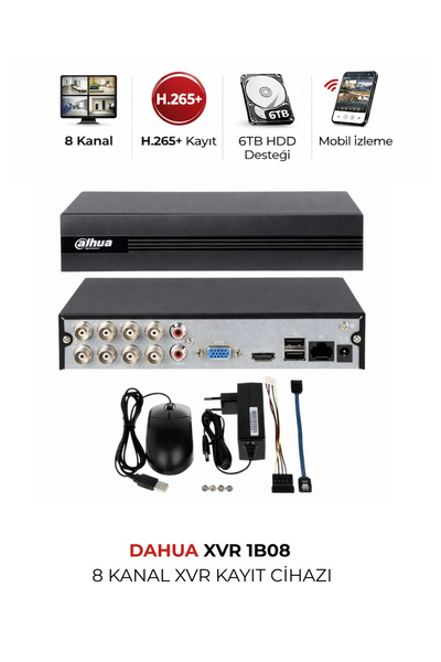 DAHUA XVR1B08I-T 8 Kanal DVR Kayıt Cihazı 2MP Kamera Destekli