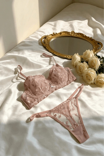 Gece İncisi Σετ Σουτιέν με Μπανέλες Vizon Heart & Stoned