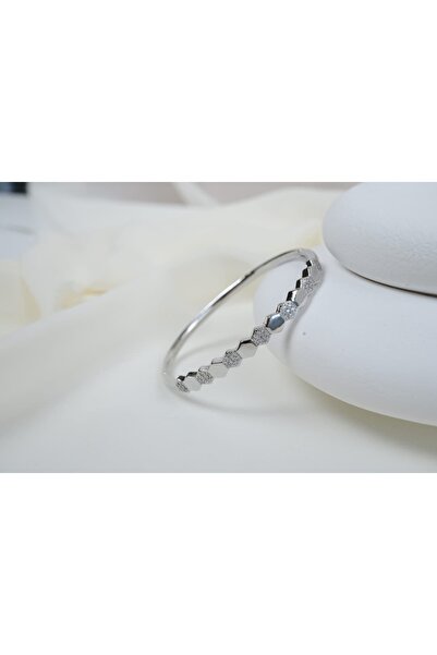 ATELİER TUĞBA Klpç081 Hexagonal Detailed Stone-Set Silver Clamp Steel (Inner ...