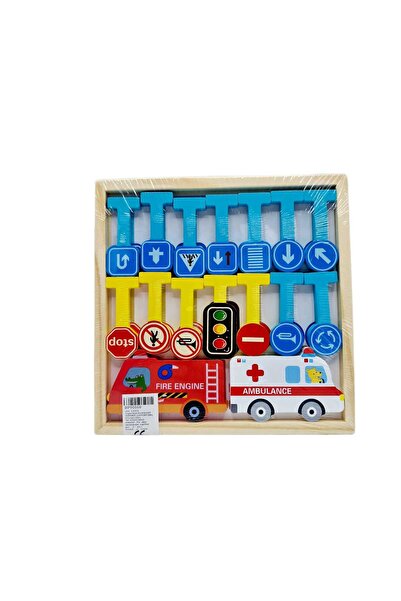 decotoys Puzzle lemn cu semne de circulatie