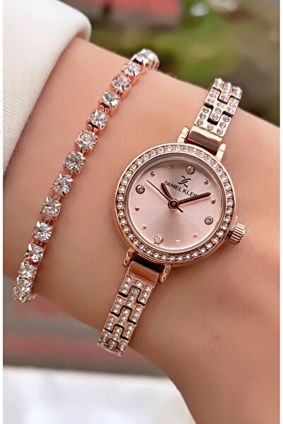 Daniel Klein Marka Orijinal - Rose Gold Renk- Taşlı İnce Kordon Kadın Kol Saa...