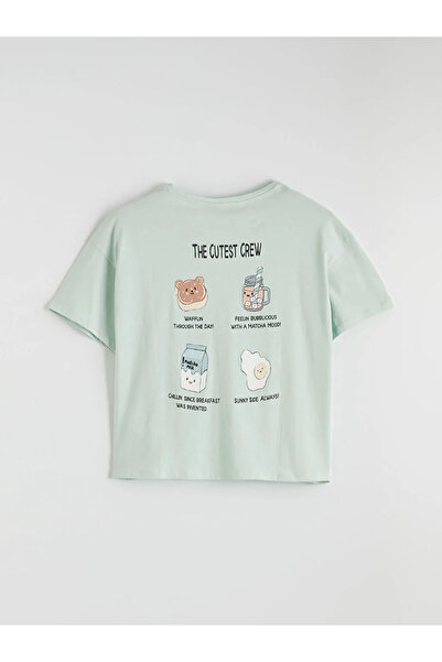 LC Waikiki Turquoise crew neck Printed women's pajama set with shorts