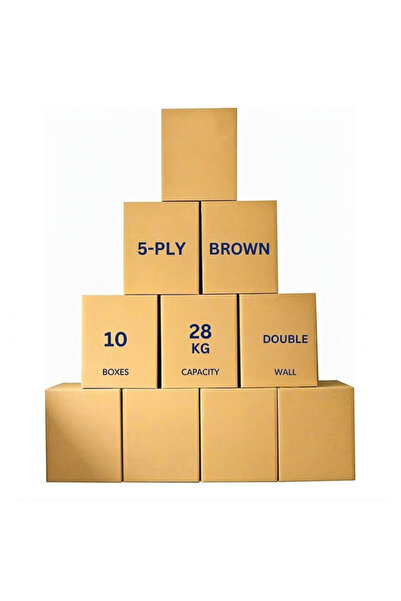 Genaric Pack of 10 Heavy Duty Moving Boxes - 45x45x45cm 5-Ply Double Wall Bro...