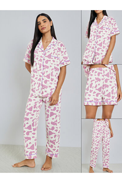 Styli Pack of 3 - Animal Print Shirt, Pyjama and Shorts Set