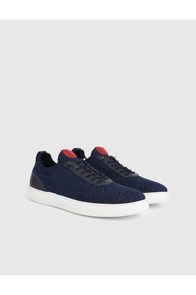 İLVİ Axton Genuine Knitwear Leather Navy Blue Men's Sports Shoes