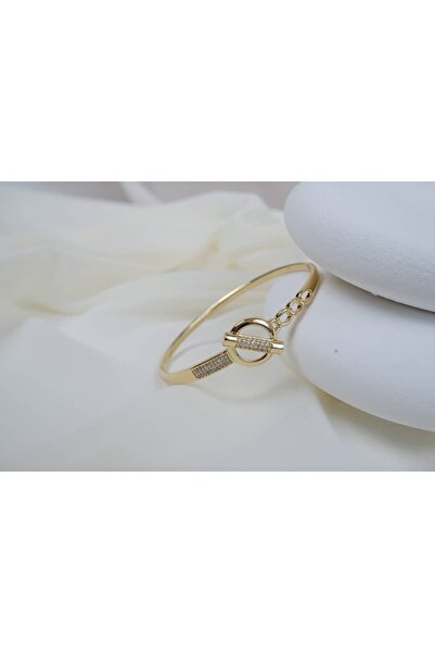 ATELİER TUĞBA Klpç054 Ring Lock Detail Gold Clamp (Inner Diameter 6 cm)