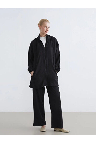 LC Waikiki Black Hooded Oversized Women's Tunic