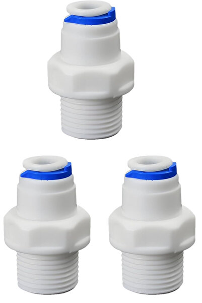 QuTek Set of 3 straight adapters with external thread 1/2” x for PE hose 1/4”...